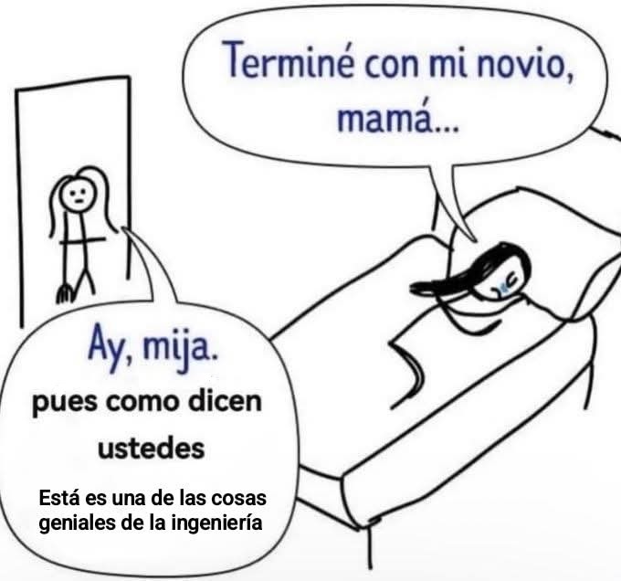 Terminé con mi novio, mamá...
Ay, mija.
pues como dicen ustedes
Está es una de las cosas geniales de la ingeniería