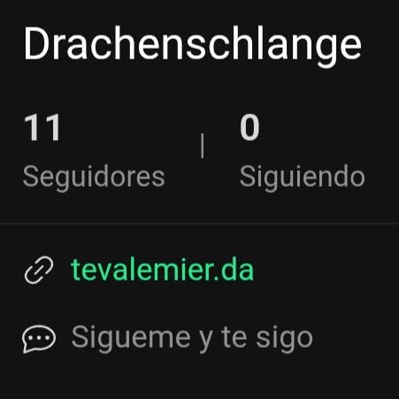 Drachenschlange
11
Seguidores
0
Siguiendo
tevalemier.da
Sigueme y te sigo