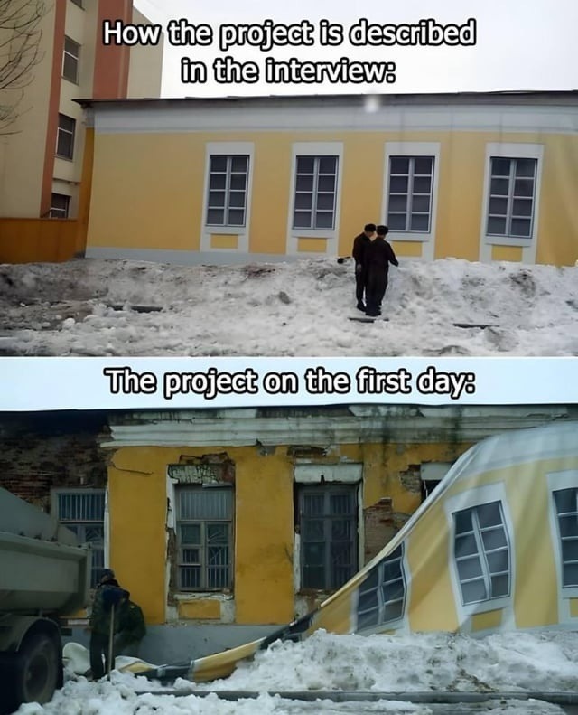 How the project is described in the interview:
The project on the first day: