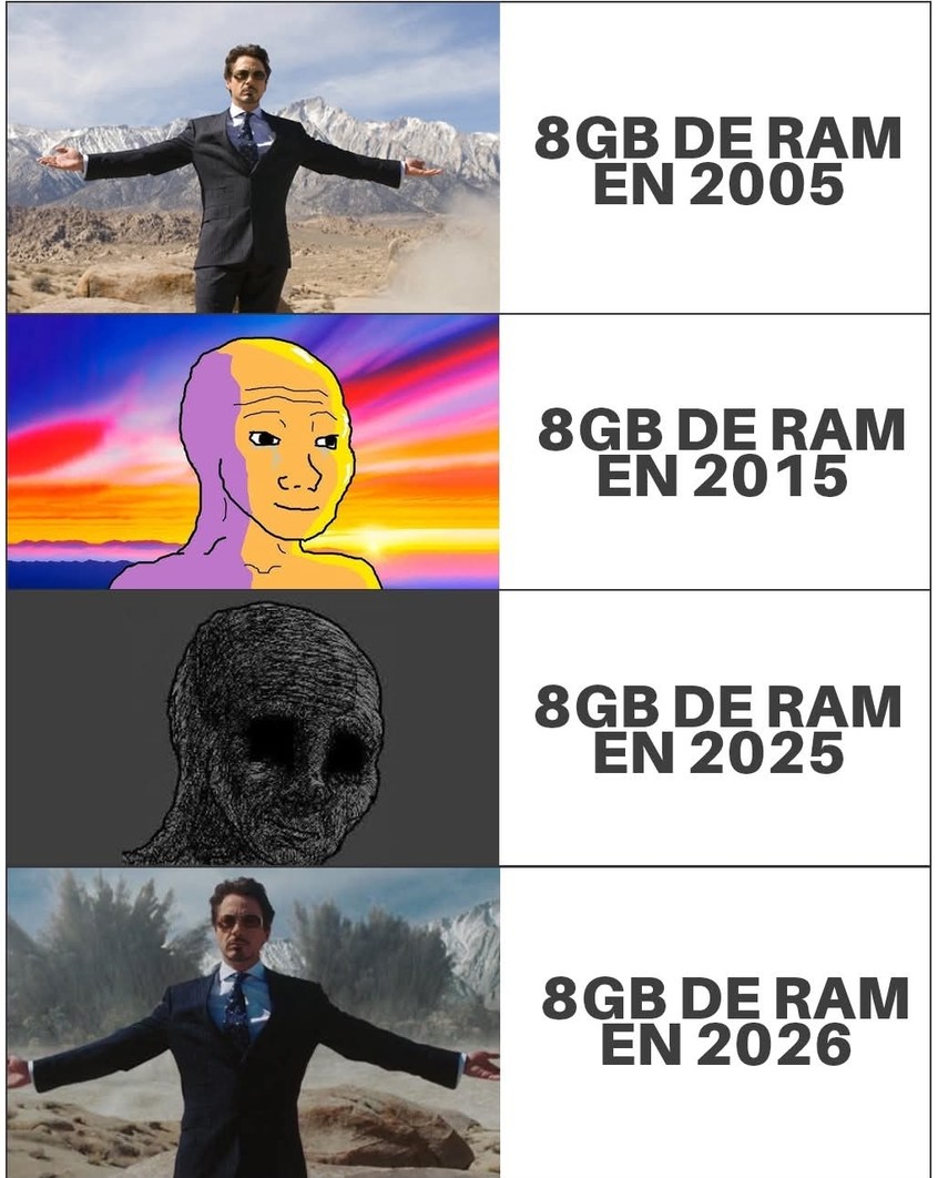 8GB DE RAM EN 2005
8GB DE RAM EN 2015
8GB DE RAM EN 2025
8GB DE RAM EN 2026