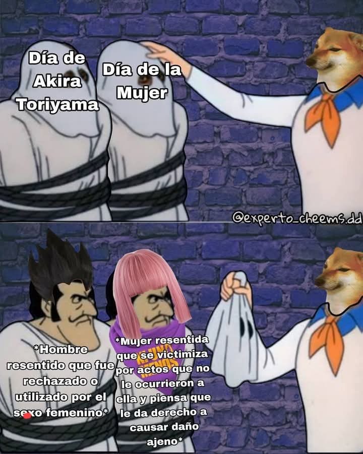 Día de Akira Toriyama
Día de la Mujer
*Hombre resentido que fue rechazado o utilizado por el sexo femenino*
*Mujer resentida que se victimiza por actos que no le ocurrieron a ella y piensa que le da derecho a causar daño ajeno*