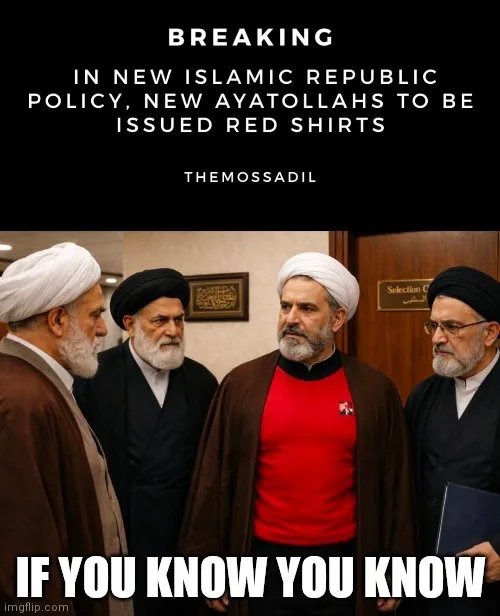 BREAKING IN NEW ISLAMIC REPUBLIC POLICY, NEW AYATOLLHS TO BE ISSUED RED SHIRTS IF YOU KNOW YOU KNOW