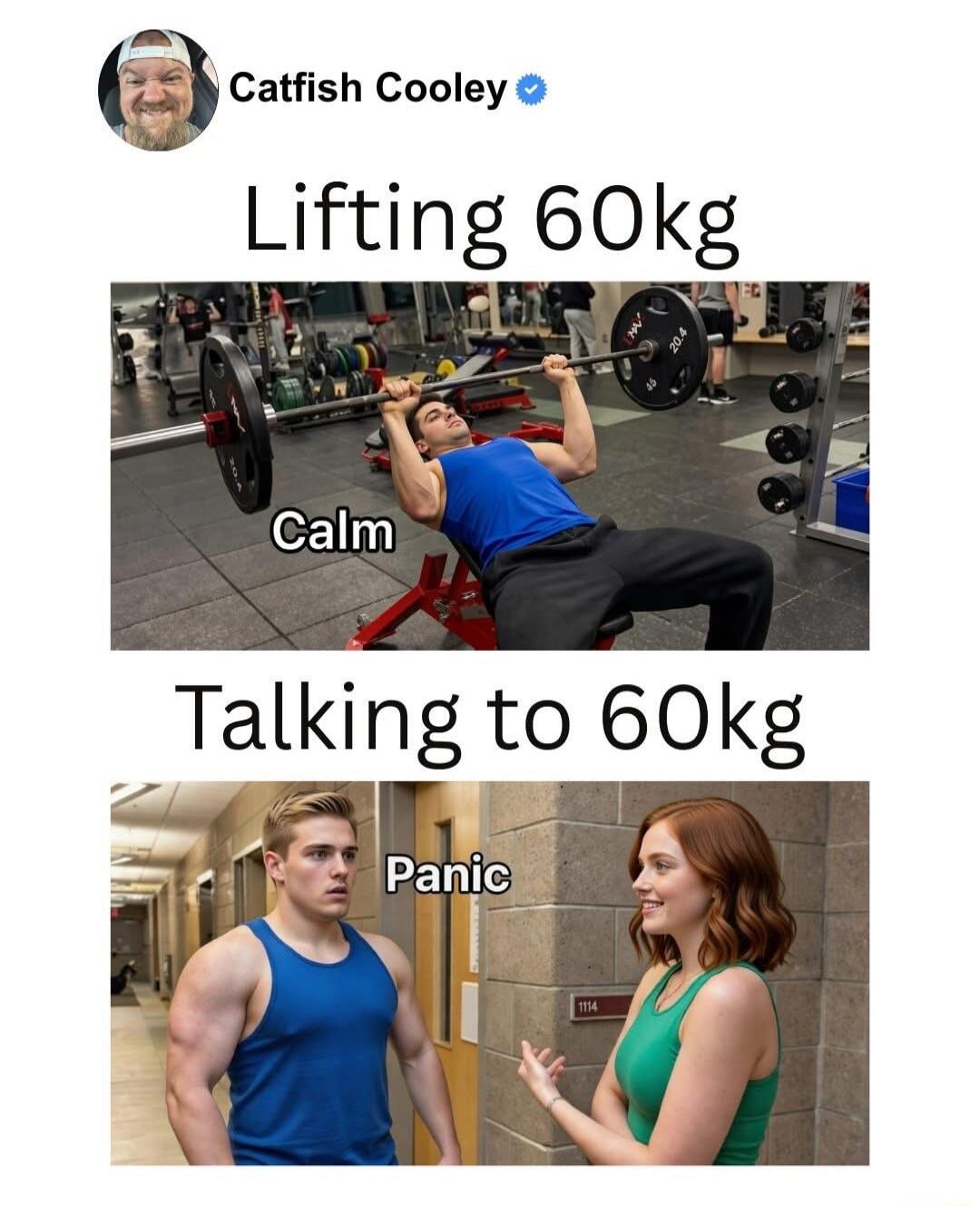 Lifting 60kg Calm Talking to 60kg Panic