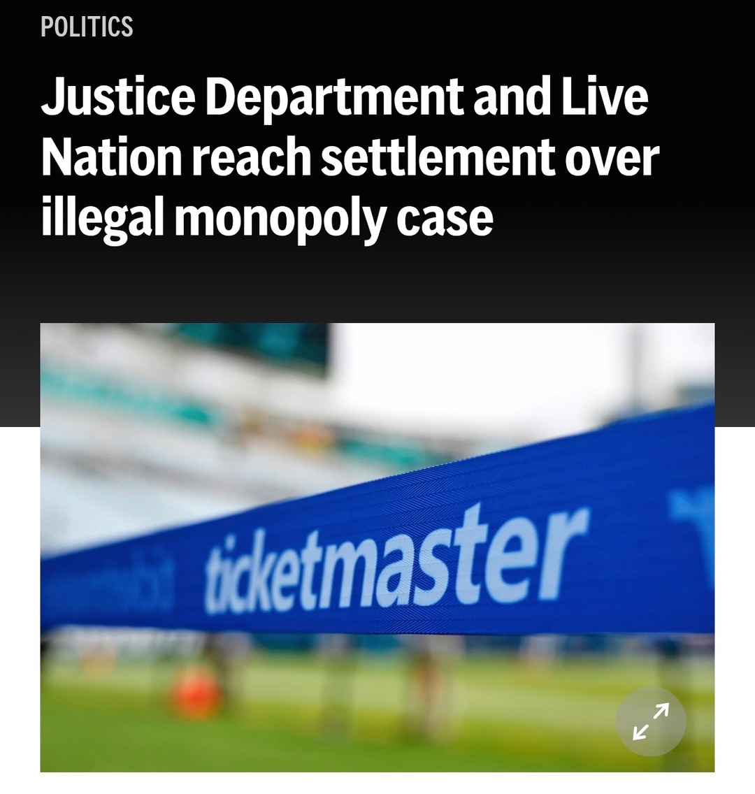 POLITICS Justice Department and Live Nation reach settlement over illegal monopoly case