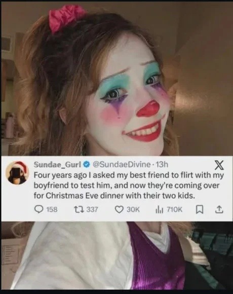 Four years ago I asked my best friend to flirt with my boyfriend to test him, and now they're coming over for Christmas Eve dinner with their two kids.