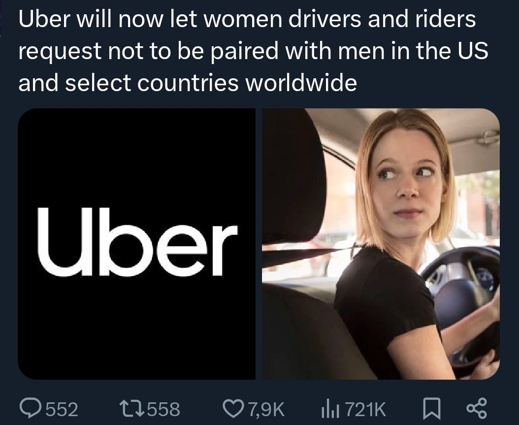 Uber will now let women drivers and riders request not to be paired with men in the US and select countries worldwide