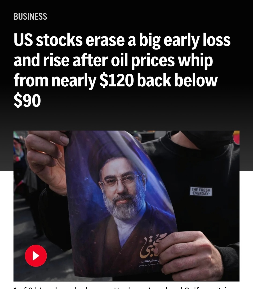 BUSINESS US stocks erase a big early loss and rise after oil prices whip from nearly $120 back below $90