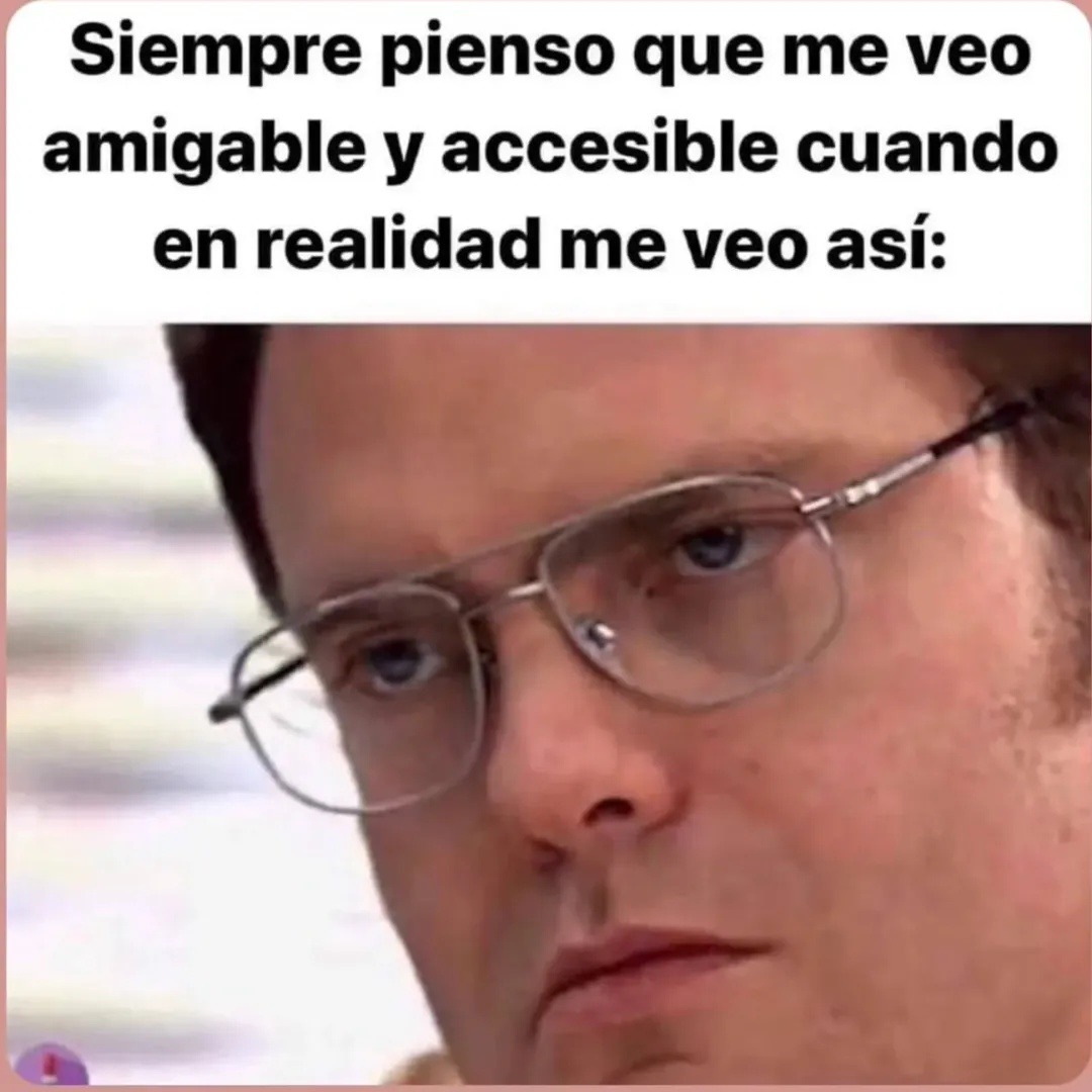 Siempre pienso que me veo amigable y accesible cuando en realidad me veo así: