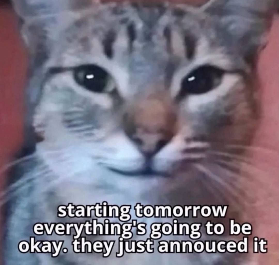 starting tomorrow everything's going to be okay. they just annouced it