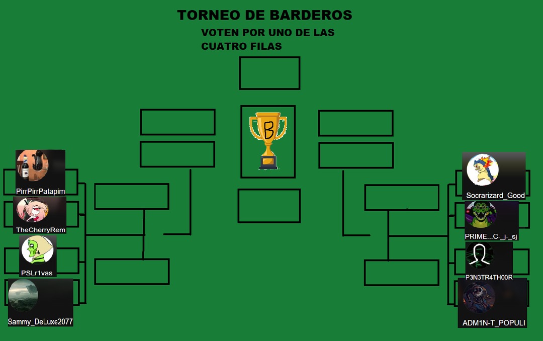 TORNEO DE BARDEROS VOTEN POR UNO DE LAS CUATRO FILAS