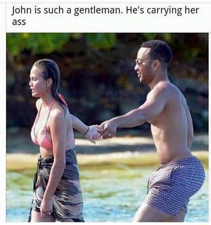 John is such a gentleman. He's carrying her ass