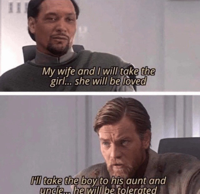 My wife and I will take the girl... she will be loved. I'll take the boy to his aunt and uncle... he will be tolerated.