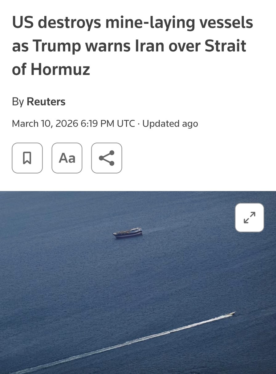 US destroys mine-laying vessels as Trump warns Iran over Strait of Hormuz