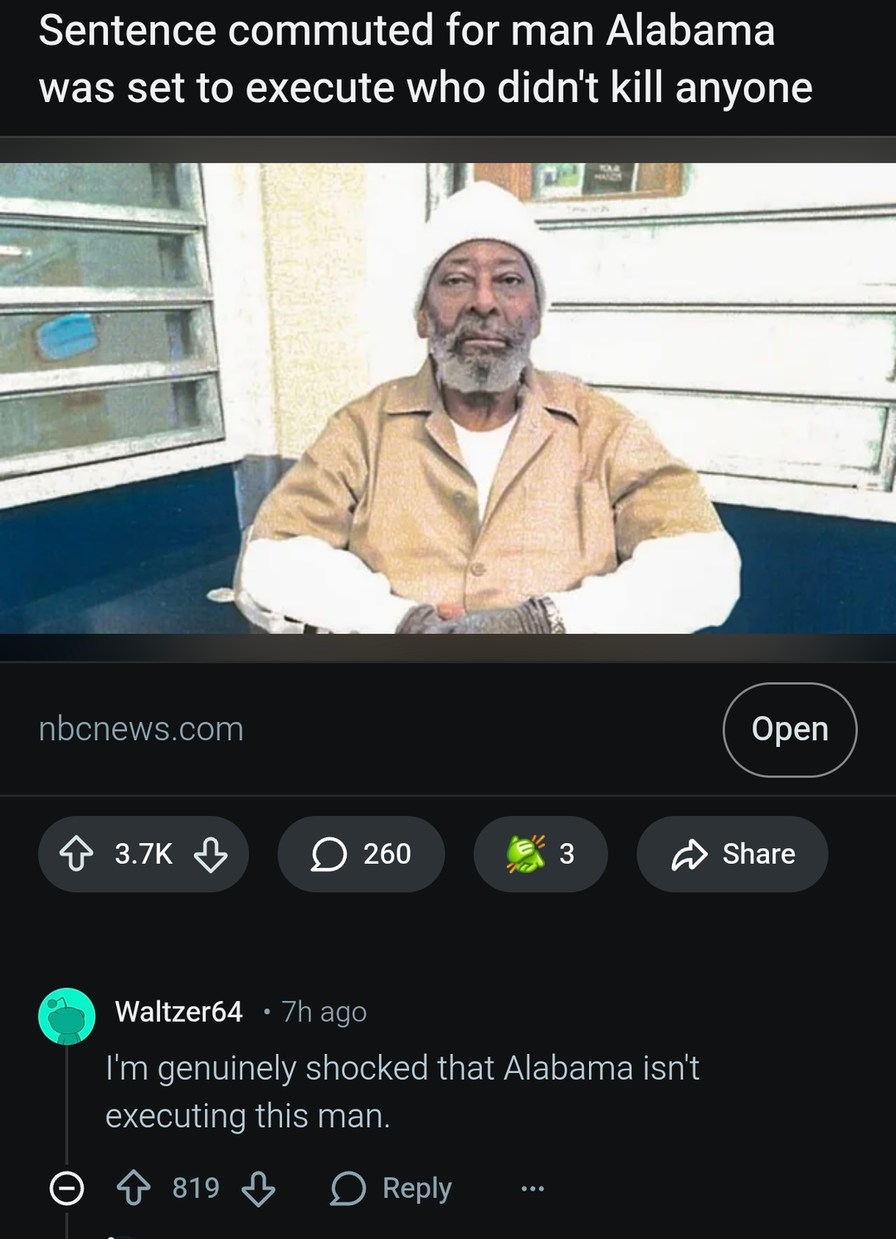 Sentence commuted for man Alabama was set to execute who didn't kill anyone