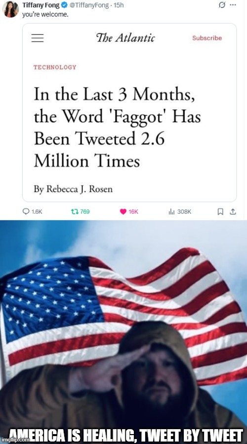 In the Last 3 Months, the Word 'Faggot' Has Been Tweeted 2.6 Million Times. America is healing, tweet by tweet.