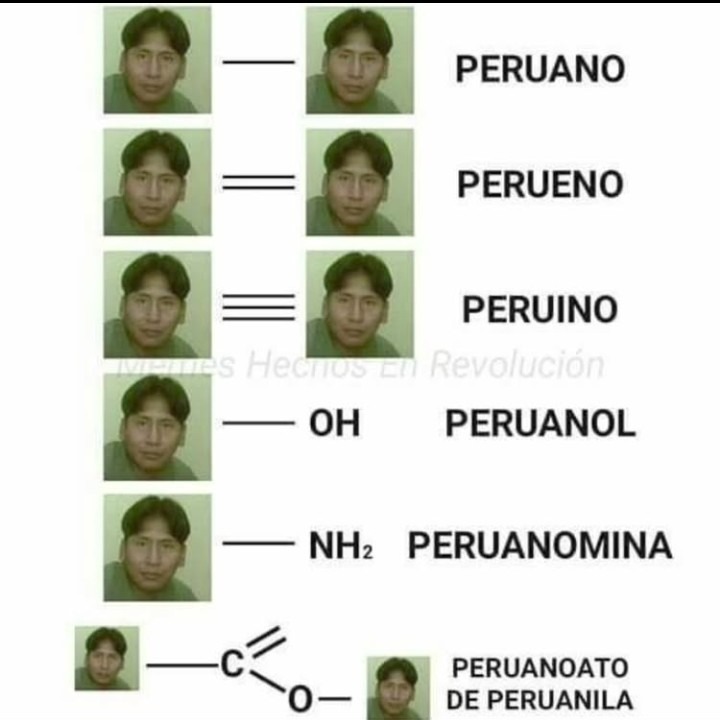 PERUANO
PERUENO
PERUINO
OH PERUANOL
NH2 PERUANOMINA
PERUANOATO DE PERUANILA