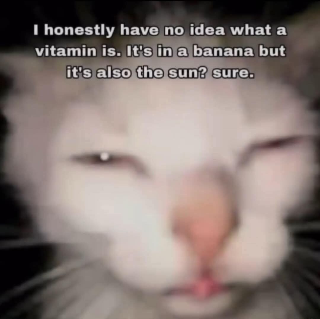 I honestly have no idea what a vitamin is. It's in a banana but it's also the sun? sure.