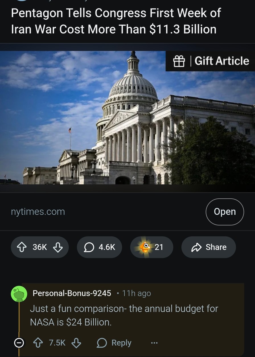Pentagon Tells Congress First Week of Iran War Cost More Than $11.3 Billion