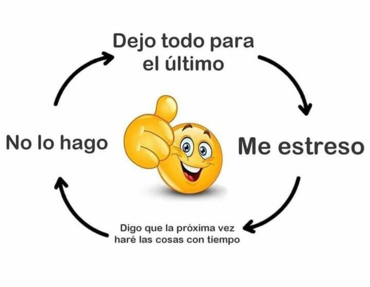 Dejo todo para el último
No lo hago
Me estreso
Digo que la próxima vez haré las cosas con tiempo