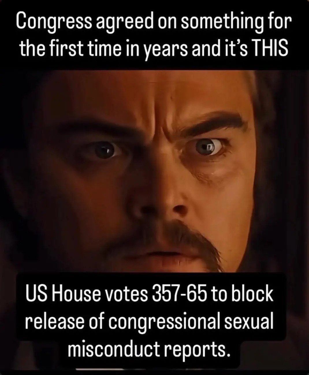 Congress agreed on something for the first time in years and it's THIS
US House votes 357-65 to block release of congressional sexual misconduct reports.