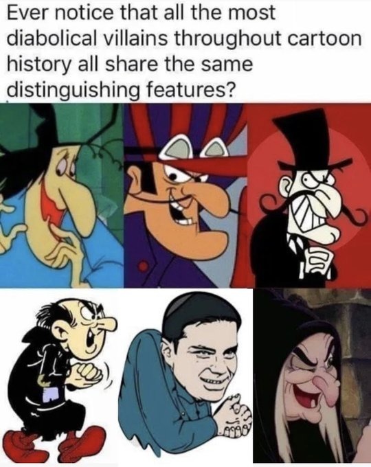 Ever notice that all the most diabolical villains throughout cartoon history all share the same distinguishing features?