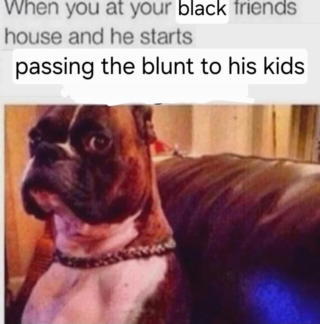 When you at your black friends house and he starts passing the blunt to his kids
