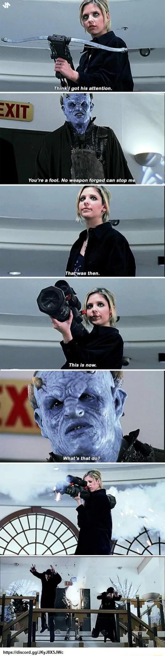 Think I got his attention. You're a fool. No weapon forged can stop me. That was then. This is now. What's that do?