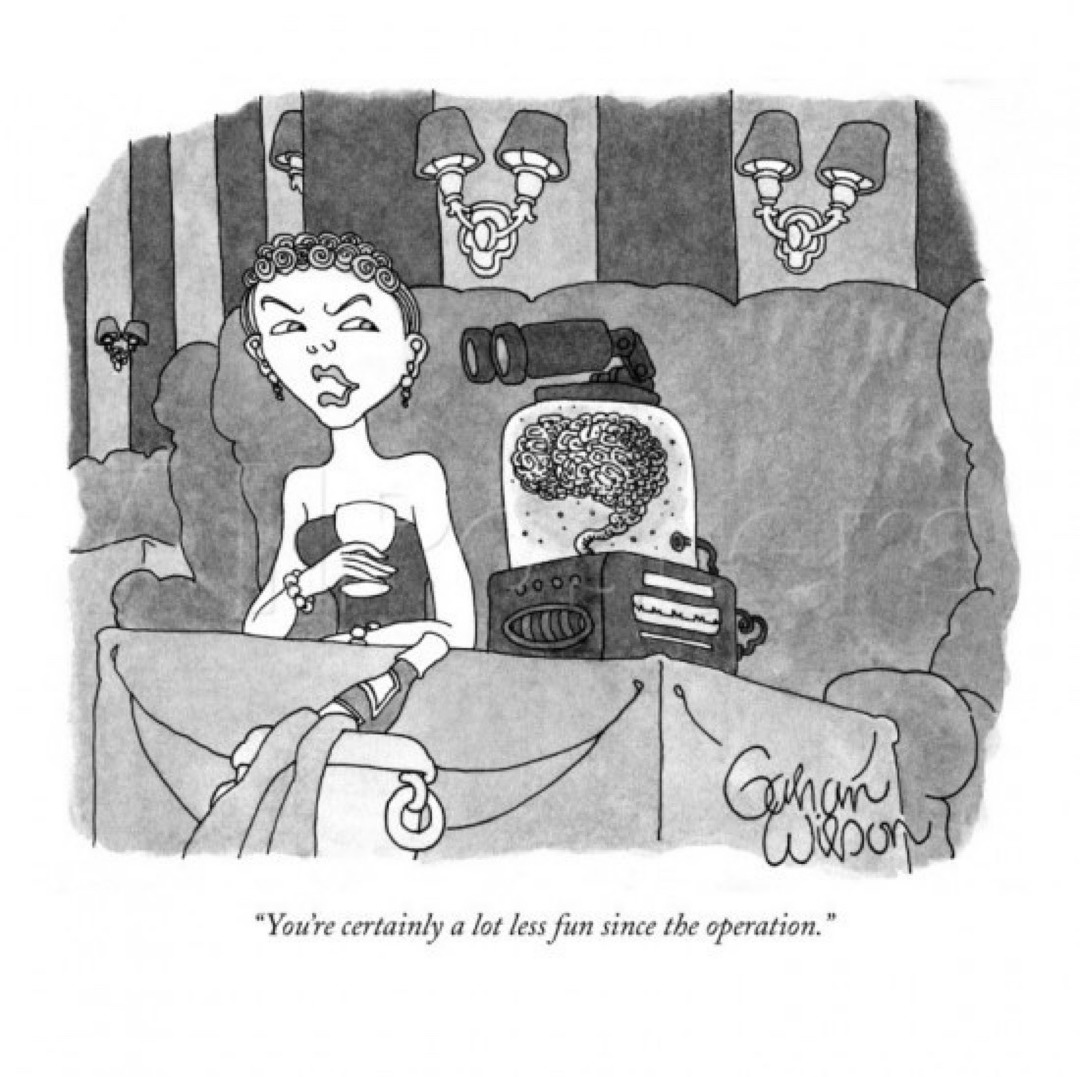 You're certainly a lot less fun since the operation.