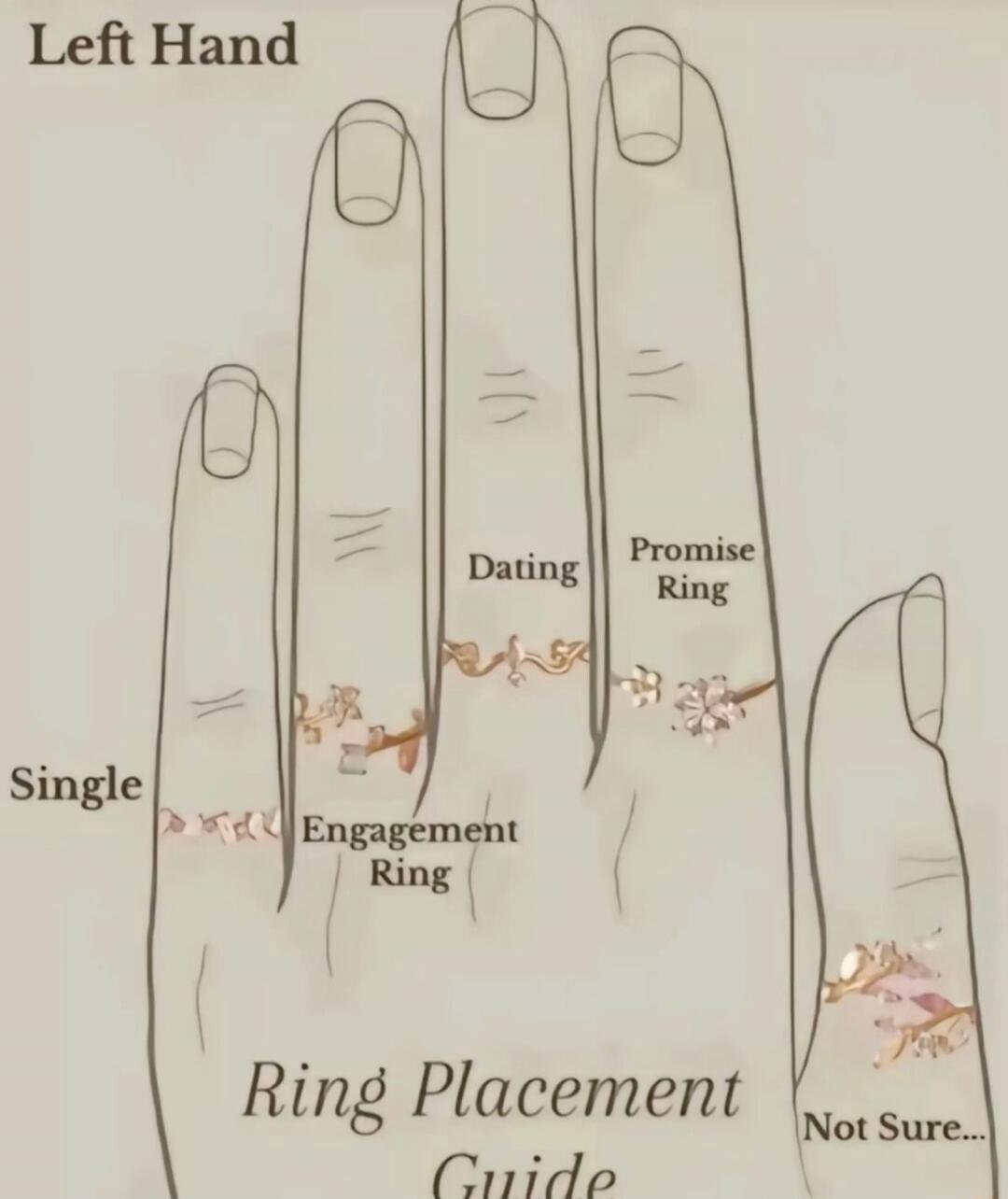 Left Hand Single Dating Engagement Ring Promise Ring Not Sure... Ring Placement Guide