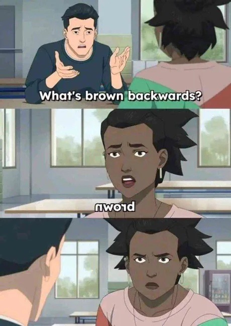 What's brown backwards? nword