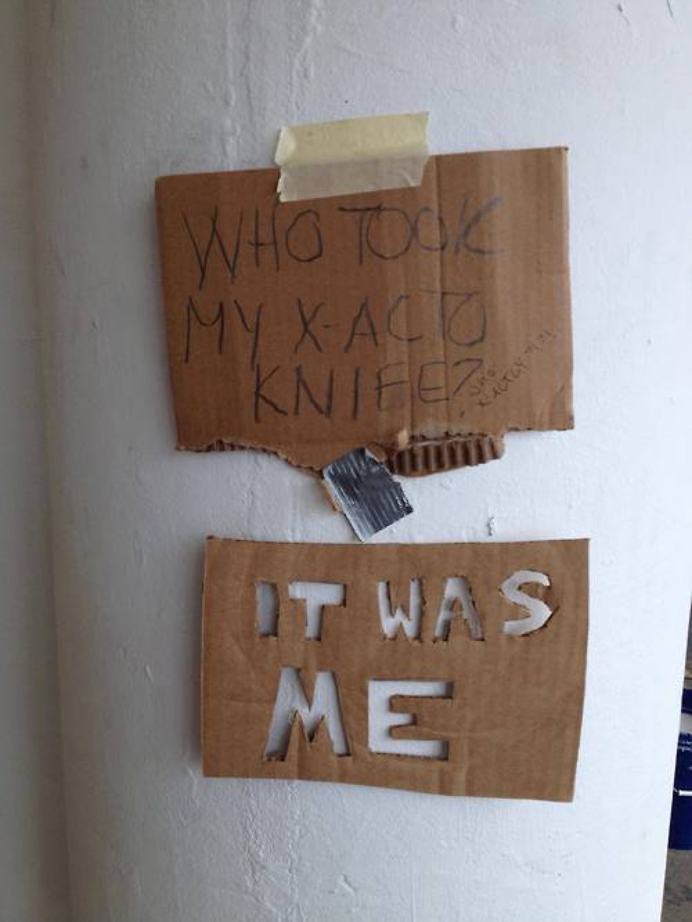 WHO TOOK MY X-ACTO KNIFE? IT WAS ME. WHO KILLED TUPAC?