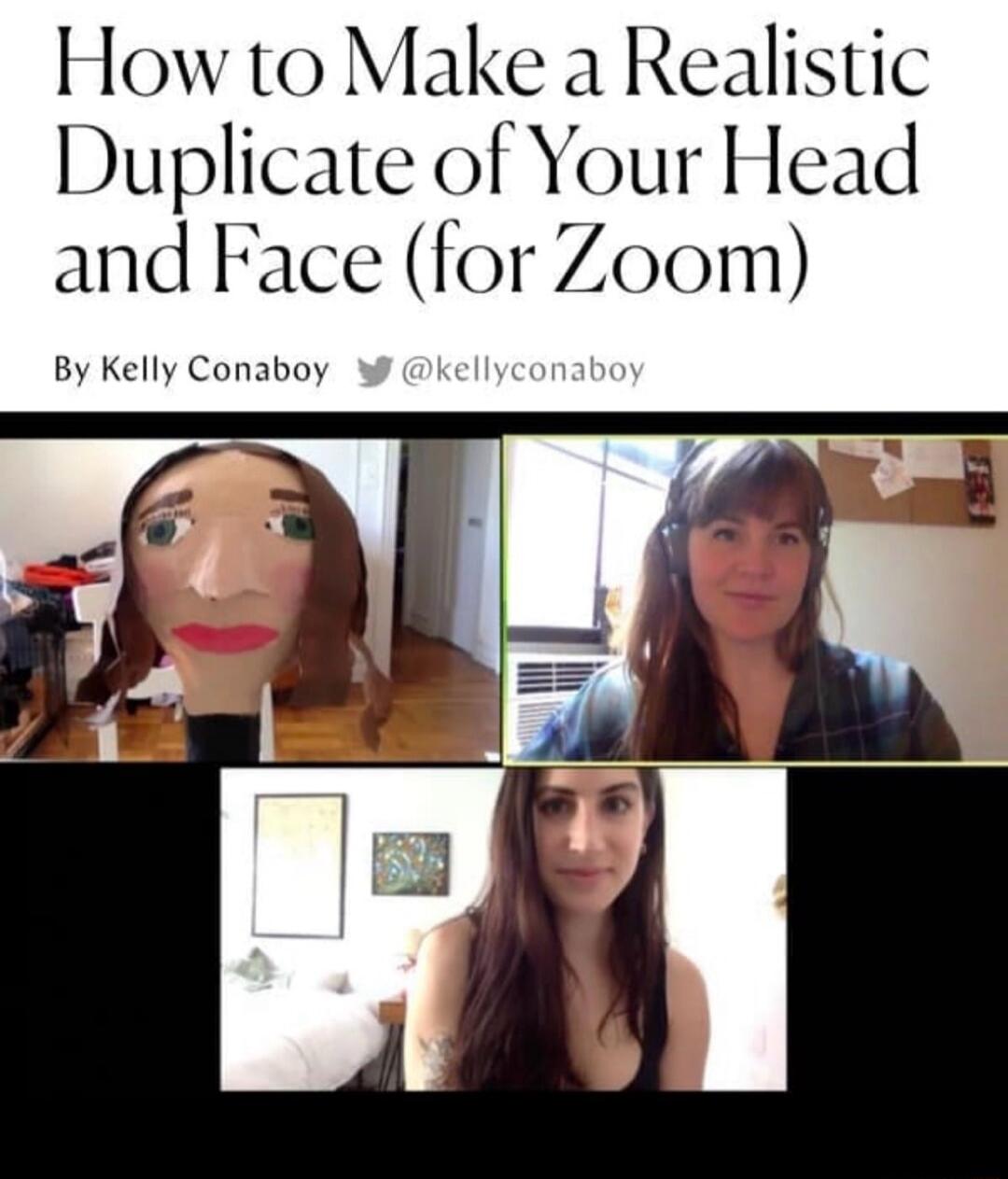 How to Make a Realistic Duplicate of Your Head and Face (for Zoom) By Kelly Conaboy @kellyconaboy