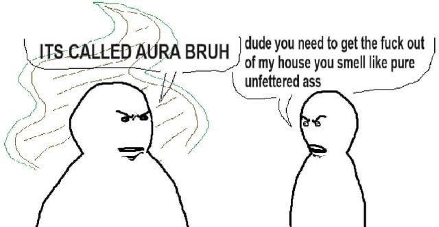 ITS CALLED AURA BRUH dude you need to get the fuck out of my house you smell like pure unfettered ass