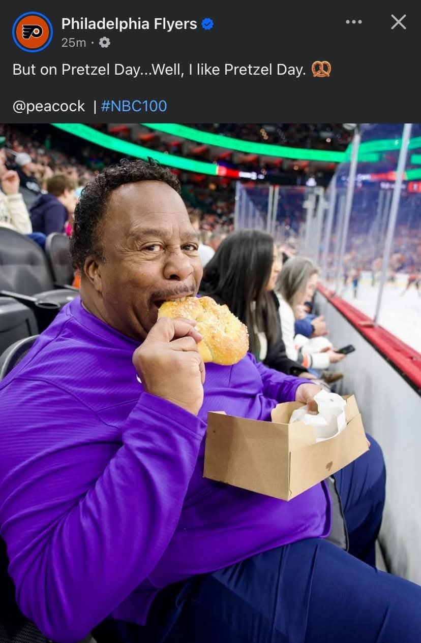 Philadelphia Flyers 25m But on Pretzel Day...Well, I like Pretzel Day. @peacock | #NBC100