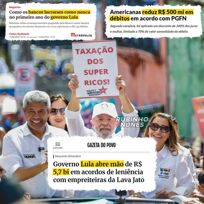 Negócios Como os bancos lucraram como nunca no primeiro ano do governo Lula. Relatório sobre economia bancária preparado pelo Banco Central mostra que ganhos do sistema financeiro em 2023 superaram os R$ 144 bilhões. Carlos Rydlewski 15/06/2024 05:30, atualizado 15/06/2024 13:35. METRÓPOLES. Americanas reduz R$ 500 mi em débitos em acordo com PGFN.