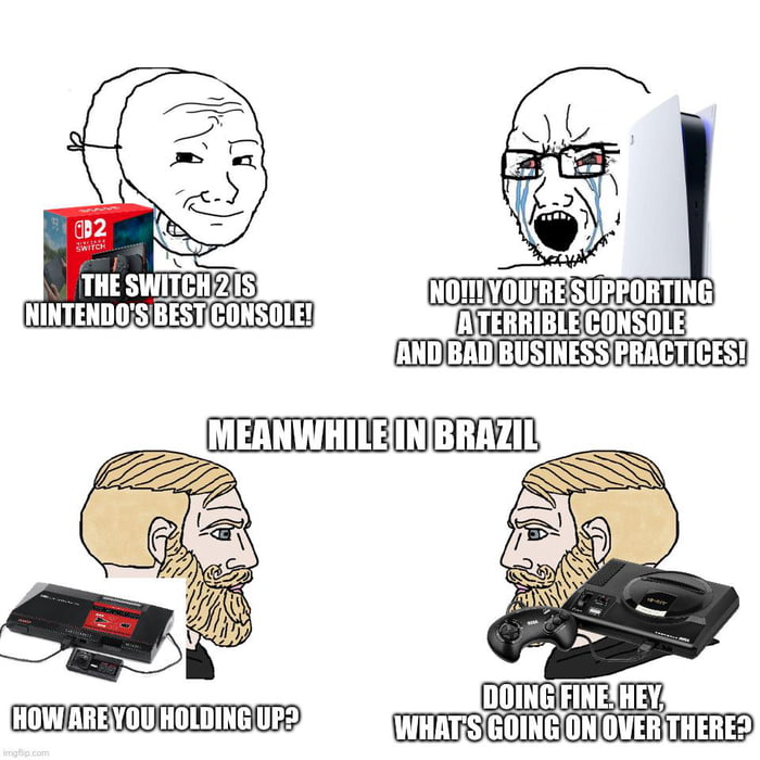 O Switch 2 é o melhor console da Nintendo! NÃO!!! VOCÊ ESTÁ APOIANDO UM CONSOLE TERRÍVEL E PRÁTICAS DE NEGÓCIO RUINS! ENQUANTO ISSO NO BRASIL. COMO VOCÊ ESTÁ SE SAINDO? ESTOU BEM, EI, O QUE ESTÁ ACONTECENDO POR AÍ?