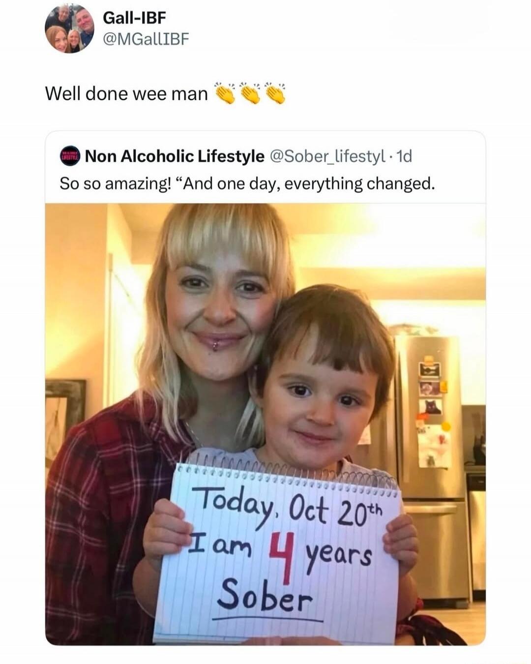 Gall-IBF @MGallIBF Well done wee man. Non Alcoholic Lifestyle @Sober_lifestyl · 1d So so amazing! 