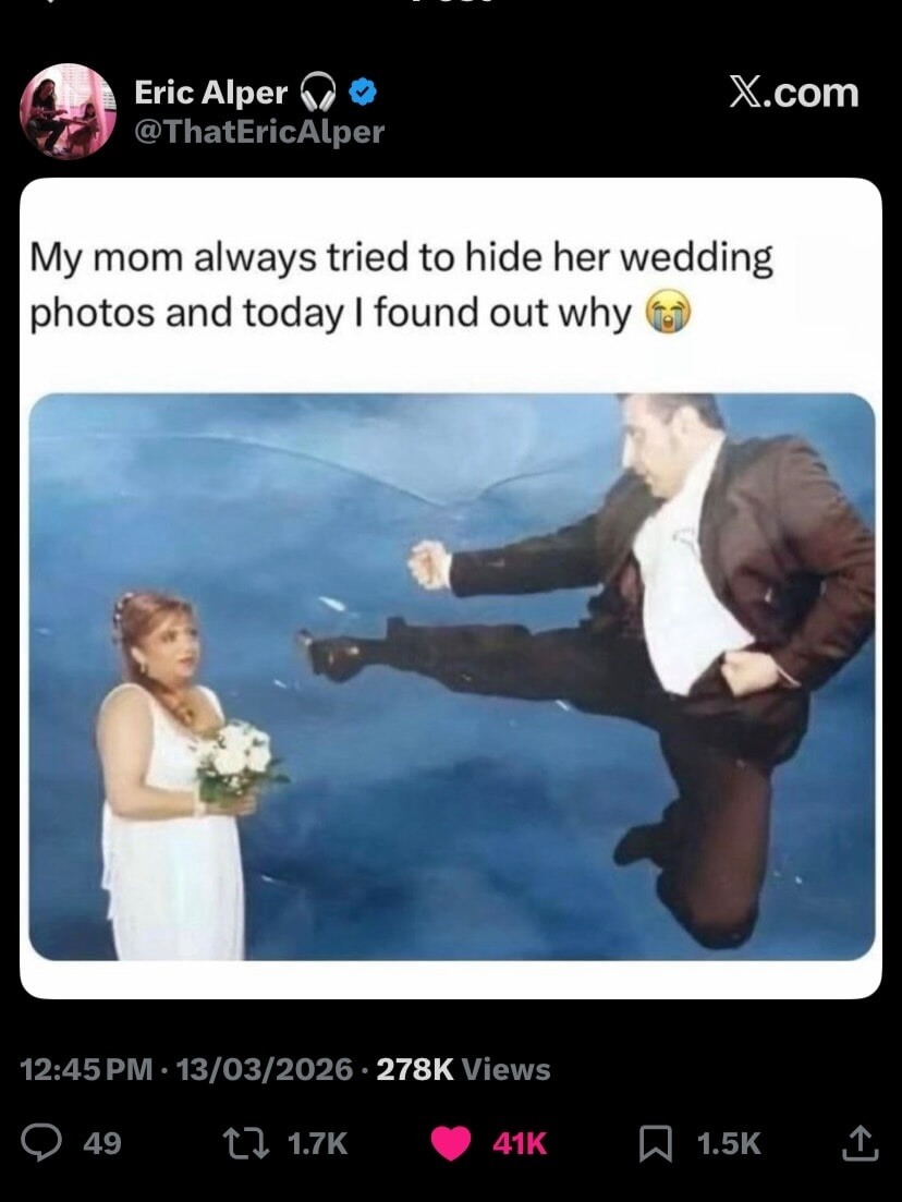 Eric Alper @ThatEricAlper My mom always tried to hide her wedding photos and today I found out why 😭