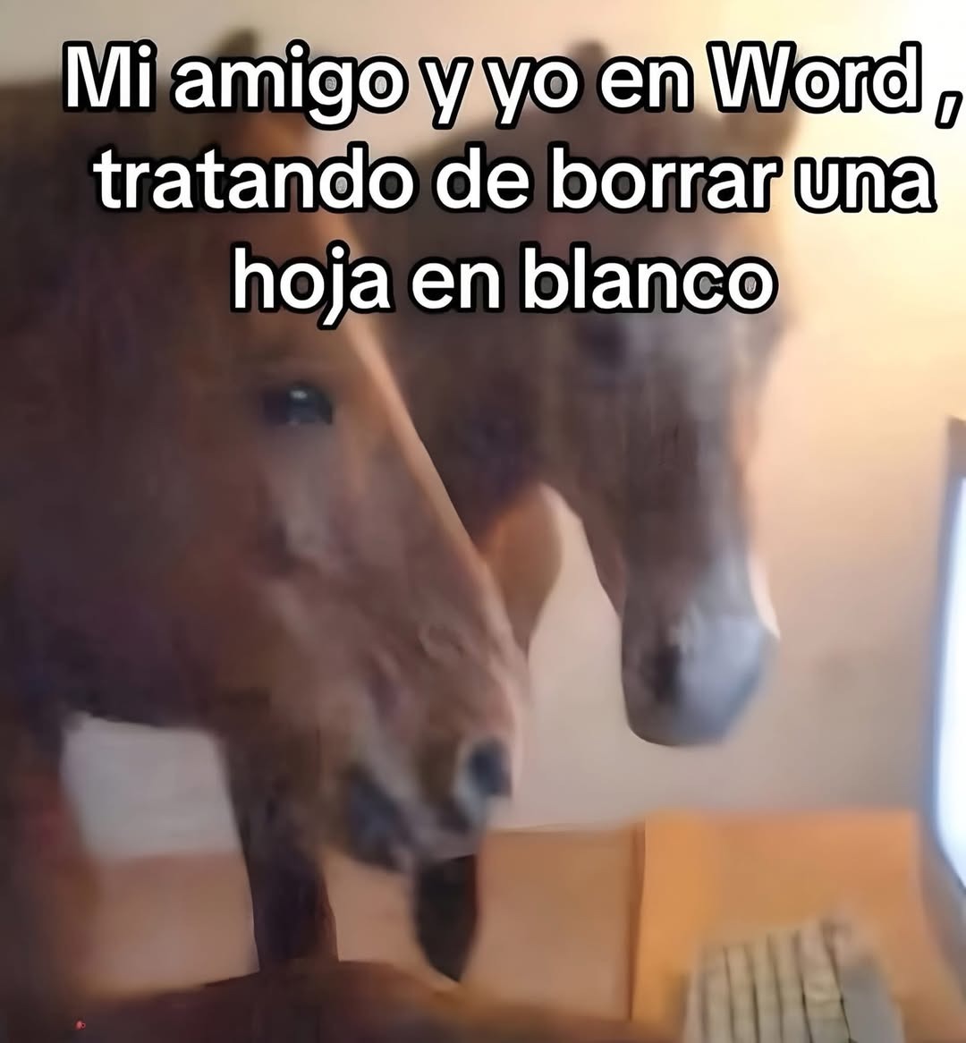 Mi amigo y yo en Word, tratando de borrar una hoja en blanco