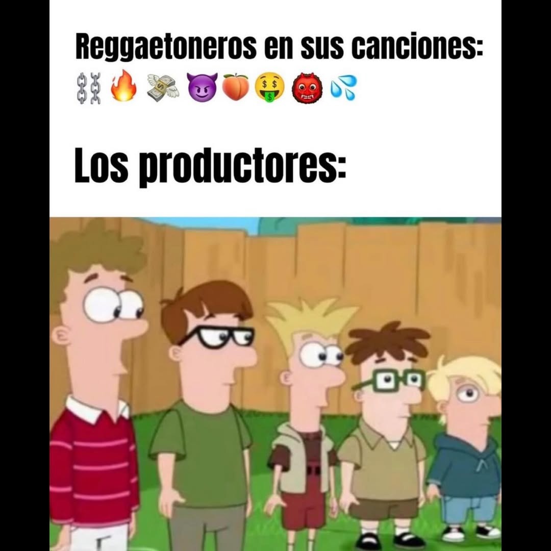 Reggaetoneros en sus canciones: cadenas, fuego, dinero, diablo, melocotón, cara de dinero, monstruo, gotas de sudor. Los productores: