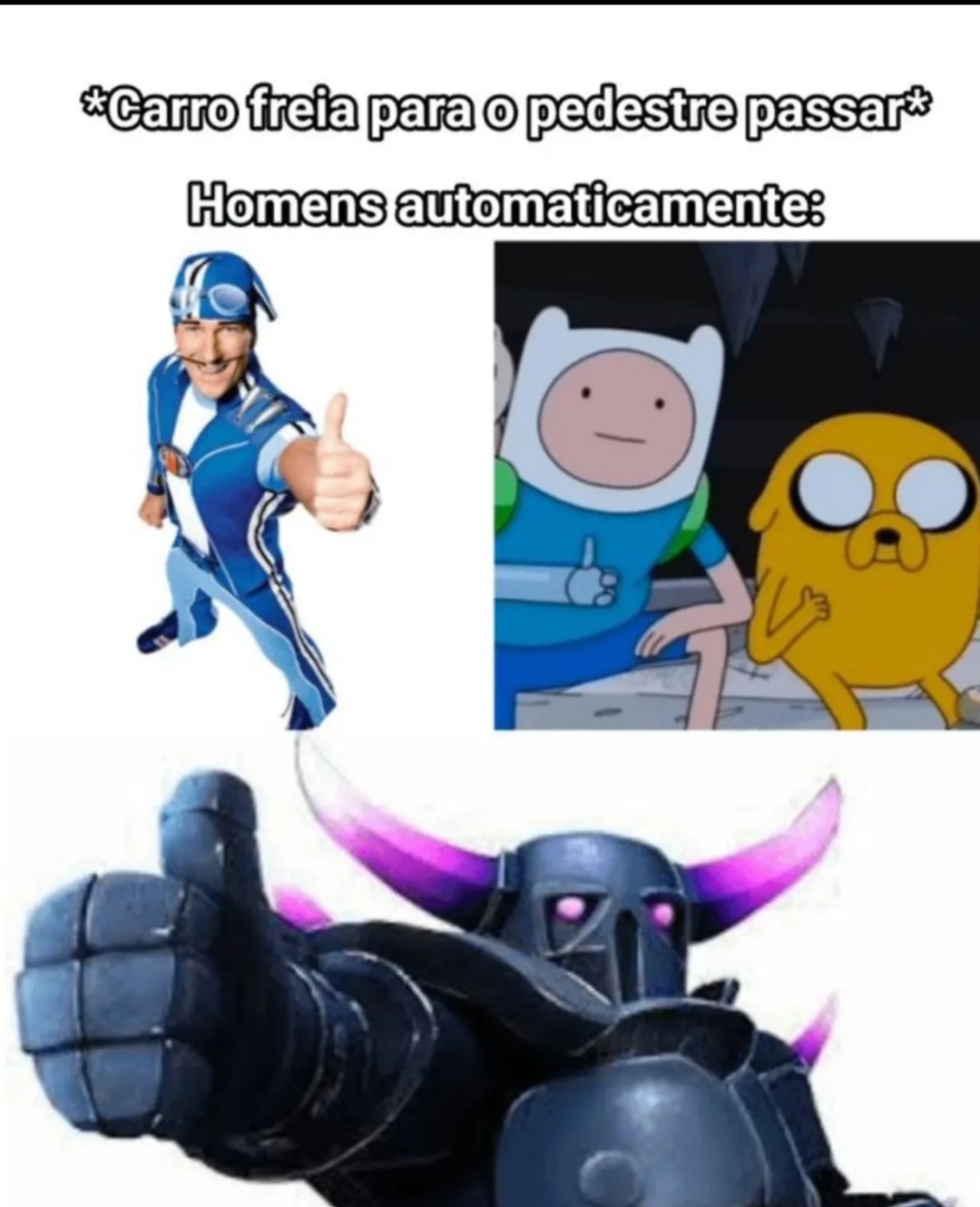 Carro freia para o pedestre passar. Homens automaticamente: