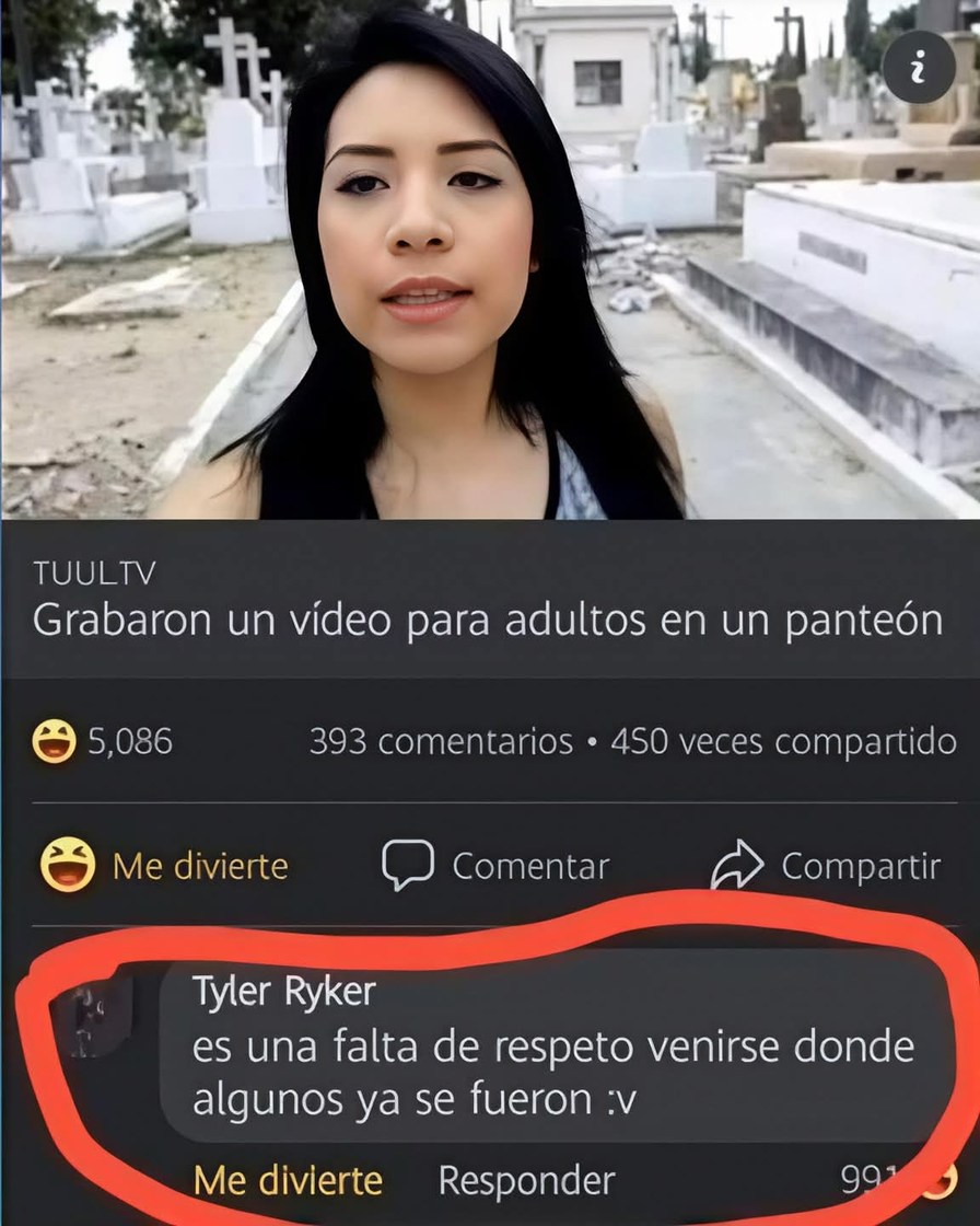 Grabaron un vídeo para adultos en un panteón. Tyler Ryker: es una falta de respeto venirse donde algunos ya se fueron :v
