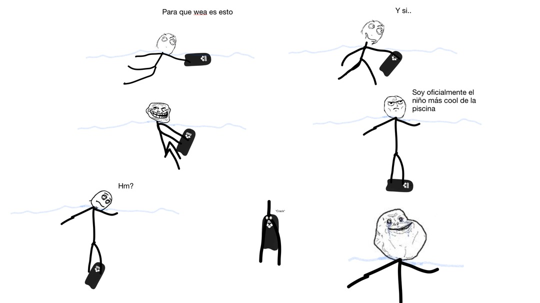Para que wea es esto. Y si.. Soy oficialmente el niño más cool de la piscina. Hm? Crack.