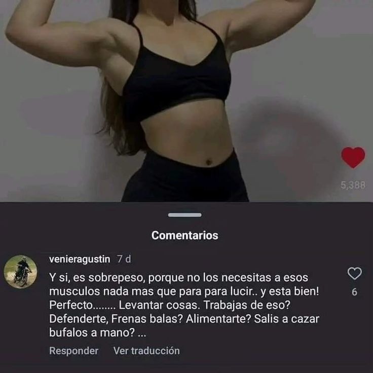 Comentarios. Y si, es sobrepeso, porque no los necesitas a esos músculos nada más que para lucir... y está bien. Perfecto... Levantar cosas. ¿Trabajas de eso? ¿Defenderte? ¿Frenas balas? ¿Alimentarte? ¿Sales a cazar búfalos a mano?