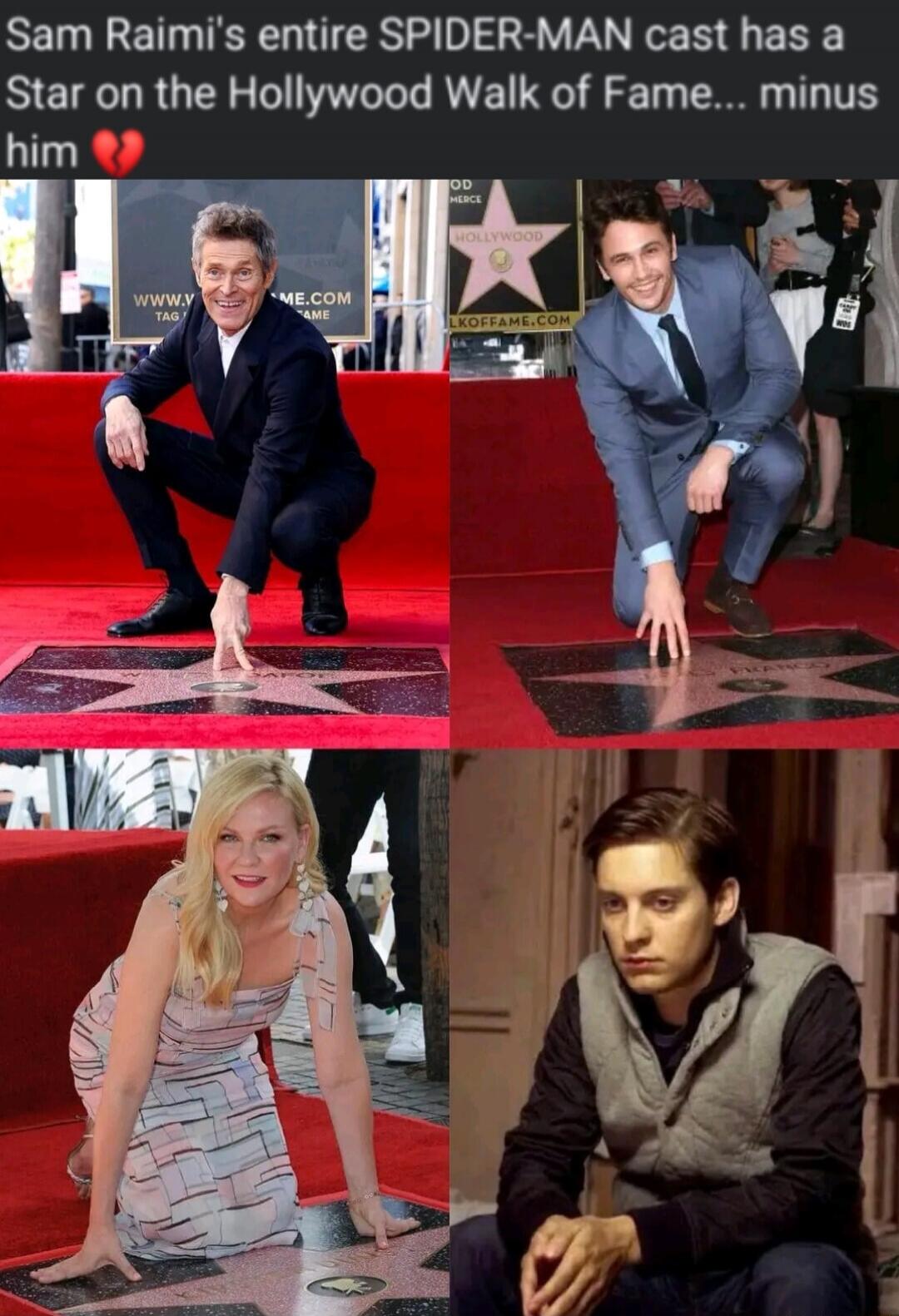 Sam Raimi's entire SPIDER-MAN cast has a Star on the Hollywood Walk of Fame... minus him 💔