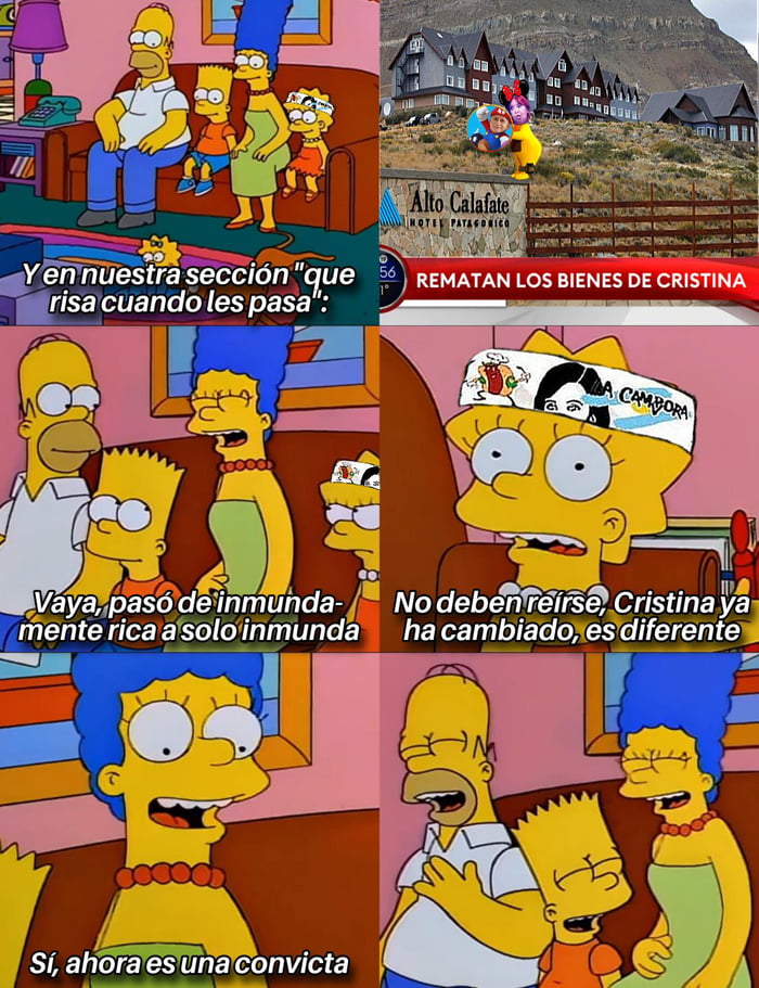 Y en nuestra sección 'qué risa cuando les pasa': REMATAN LOS BIENES DE CRISTINA. Vaya, pasó de inmundamente rica a solo inmunda. No deben reírse, Cristina ya ha cambiado, es diferente. Sí, ahora es una convicta.