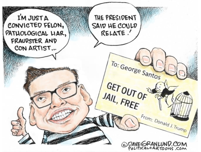 Eu sou apenas um criminoso condenado, mentiroso patológico, fraudador e golpista... O presidente disse que ele poderia se identificar! Para: George Santos SAIA DA PRISÃO, GRÁTIS De: Donald J. Trump