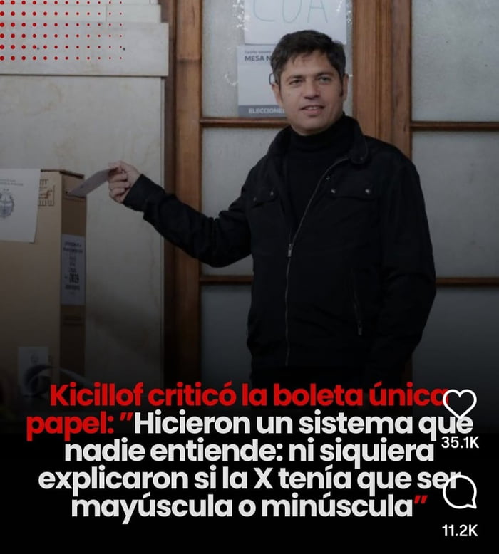 Kicillof criticó la boleta única papel: 