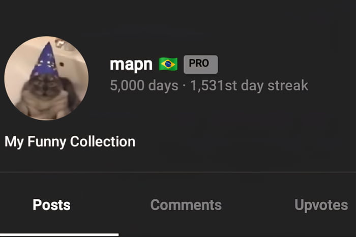 mapn PRO 5.000 dias 1.531º dia consecutivo Minha Coleção Engraçada Publicações Comentários Votos Positivos
