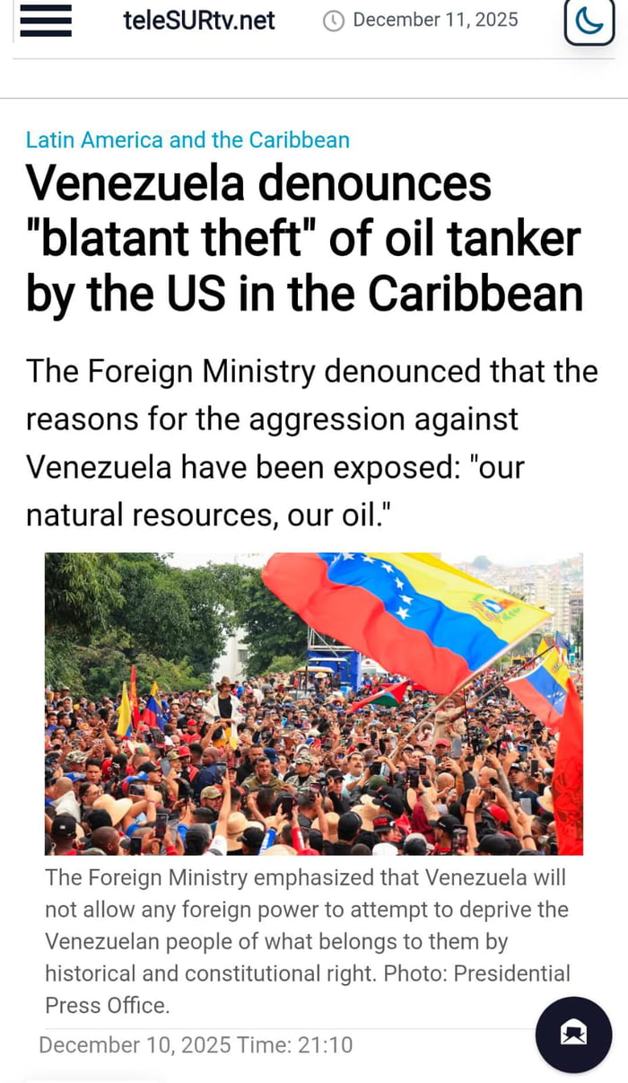 teleSURtv.net 11 de diciembre de 2025 América Latina y el Caribe Venezuela denuncia 